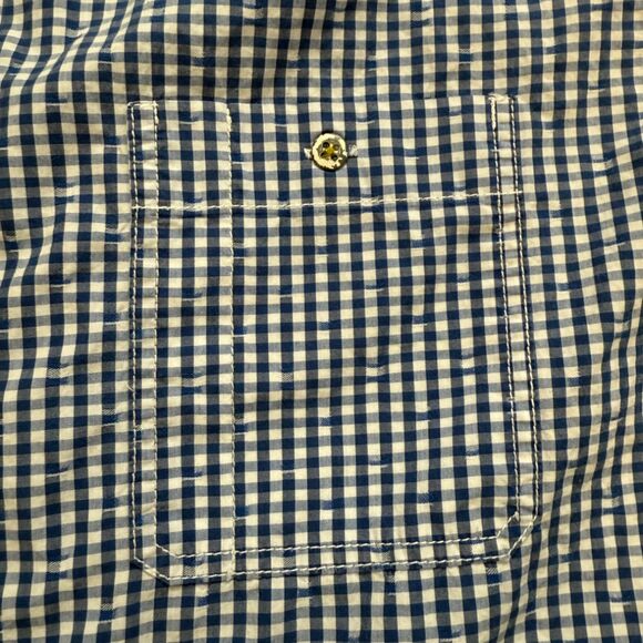 EUC Mens Tommy Bahama Island Modern Fit Navy Check‎ 100% Cotton L/S Shirt | XL - Picture 3 of 6